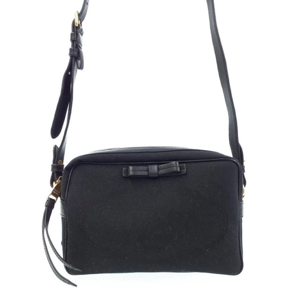 Prada Logo Jacquard camera shoulder bag black